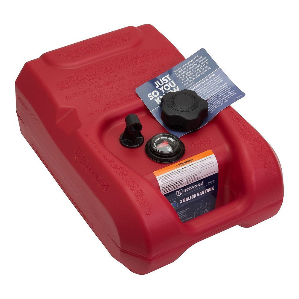 Attwood Portable Fuel Tank - 3 Gallon w/Gauge - Clinch River Fishing USA