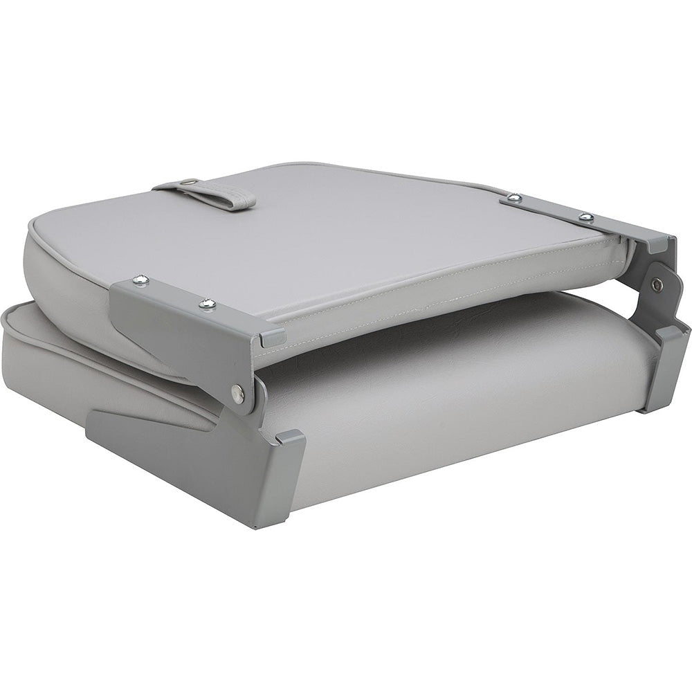 Attwood Swivl-Eze Low Back Padded Flip Seat - Grey - Clinch River Fishing USA