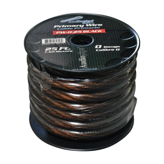 Audiopipe Power Cable 0-Gauge 25 Foot Spool - Black - Clinch River Fishing USA