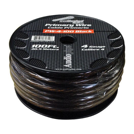 Audiopipe Power Cable 4 - Gauge 100 Foot Spool - Black - Clinch River Fishing USA