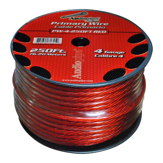 Audiopipe Power Cable 4 - Gauge 250 Foot Spool - Red - Clinch River Fishing USA
