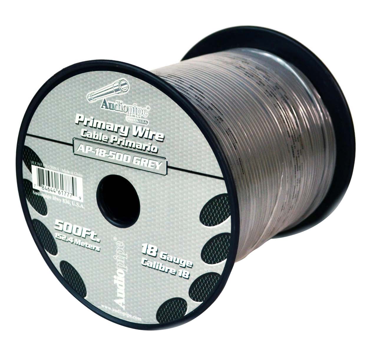 Audiopipe Primary Wire 18 - Gauge 500 Foot Spool - Gray - Clinch River Fishing USA