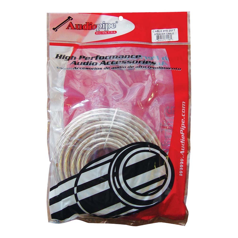 Audiopipe Speaker Wire 10 - Gauge 25 Foot Poly Bagged - Clear Insulation - Clinch River Fishing USA