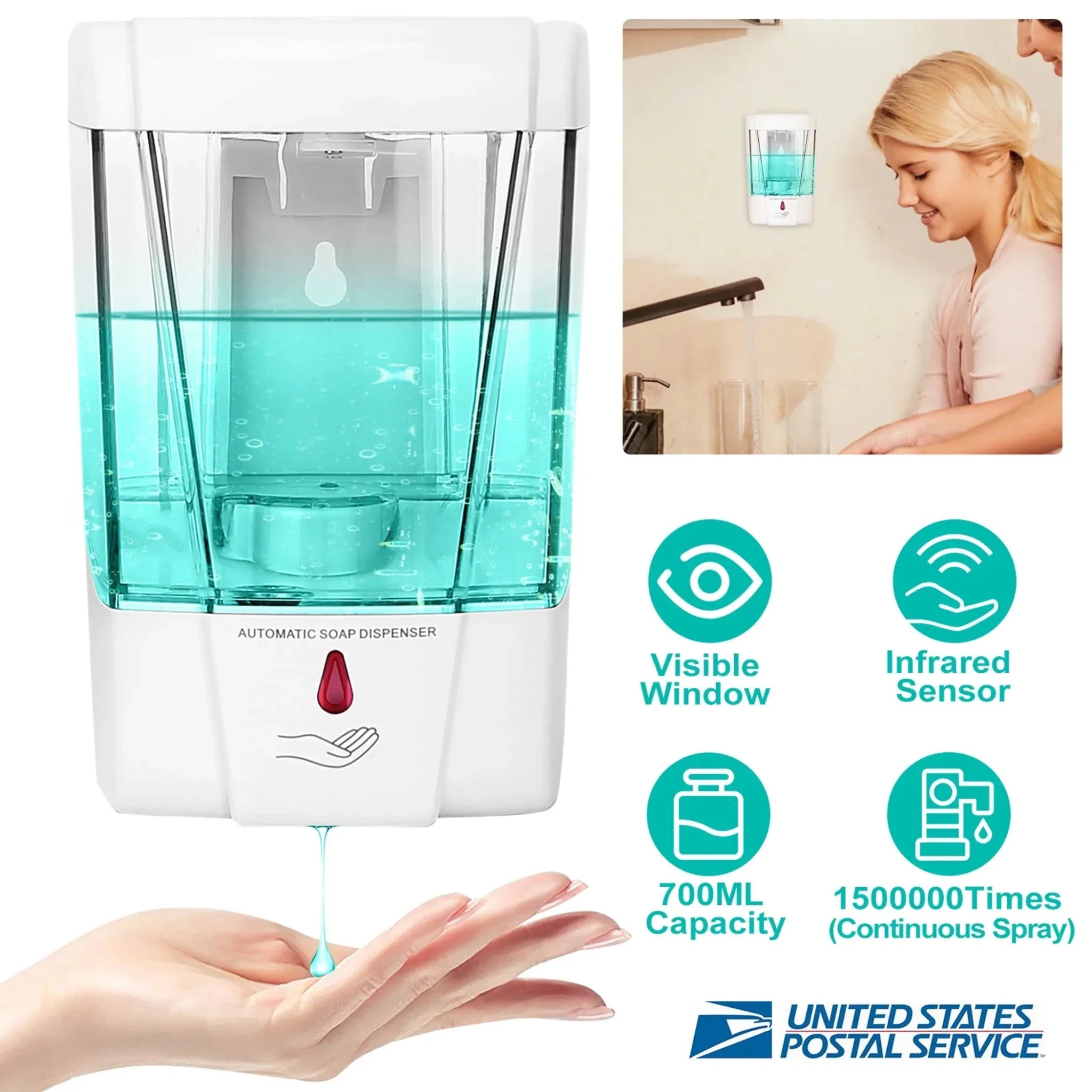 Automatic Soap Dispenser 700ML/29OZ Wall Mounted Sensor - Clinch River Fishing USA