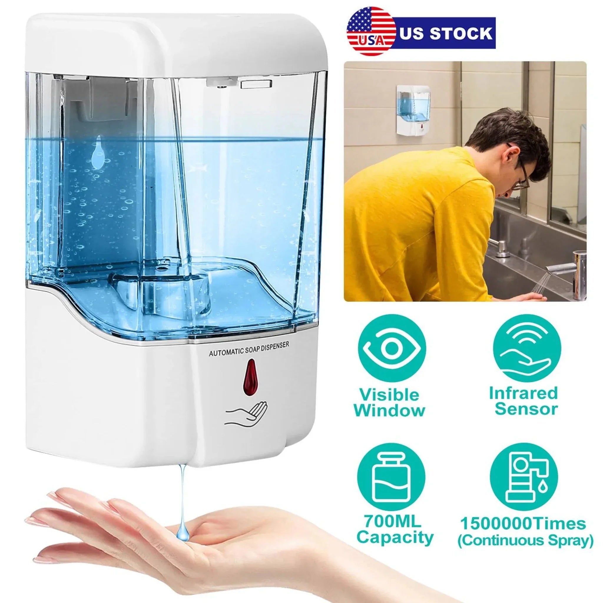 Automatic Soap Dispenser 700ML/29OZ Wall Mounted Sensor - Clinch River Fishing USA