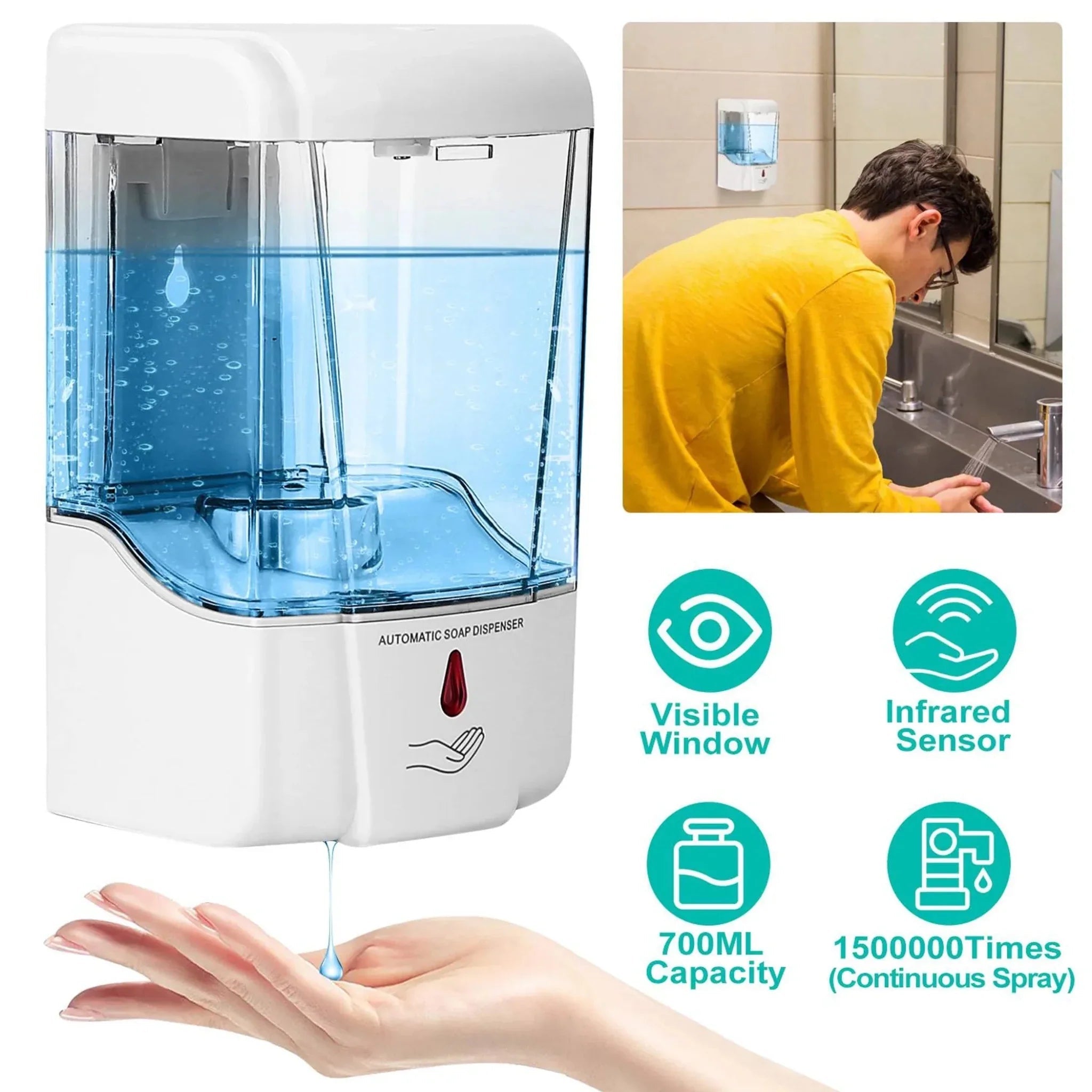 Automatic Soap Dispenser 700ML/29OZ Wall Mounted Sensor - Clinch River Fishing USA