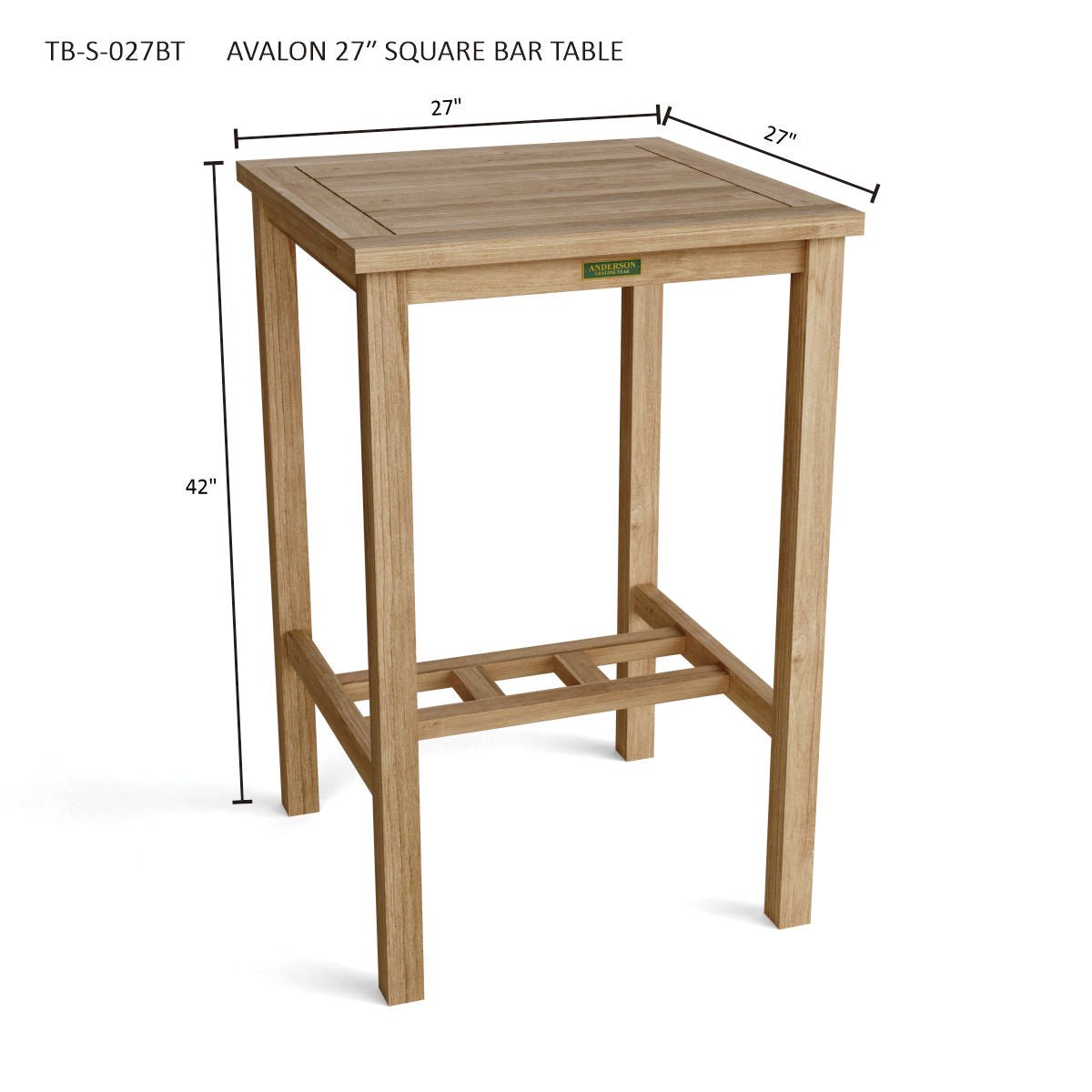 AVALON 27″ SQUARE BAR TABLE - Clinch River Fishing USA