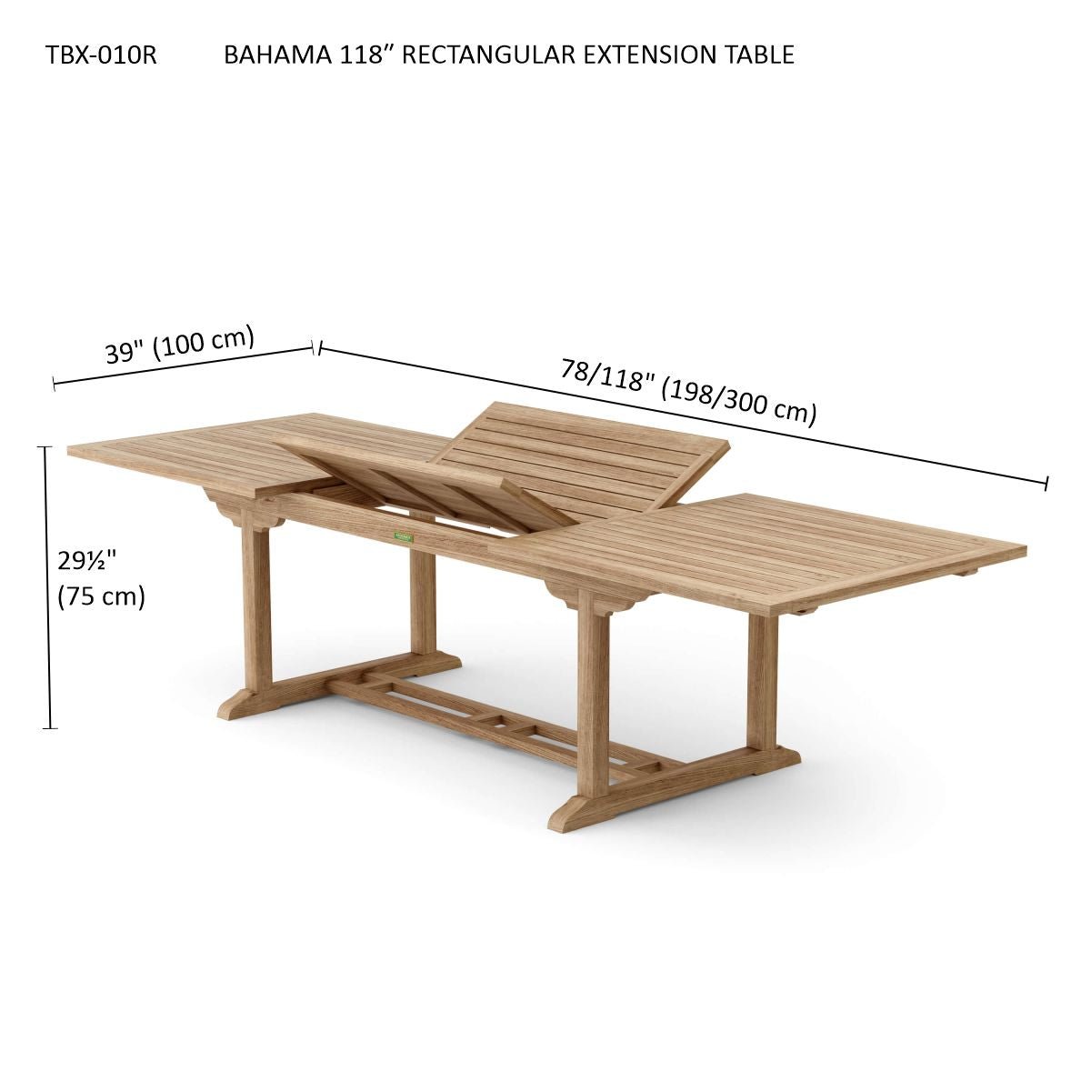 BAHAMA 118″ RECTANGULAR EXTENSION TABLE - Clinch River Fishing USA