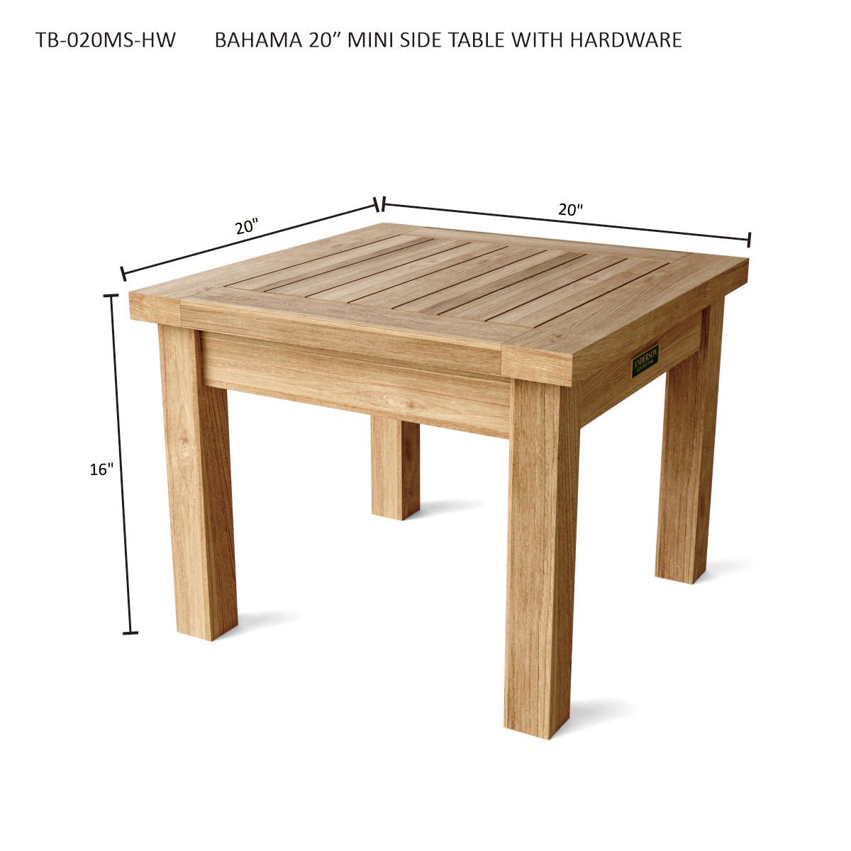 BAHAMA 20″ MINI SIDE TABLE WITH HARDWARE - Clinch River Fishing USA