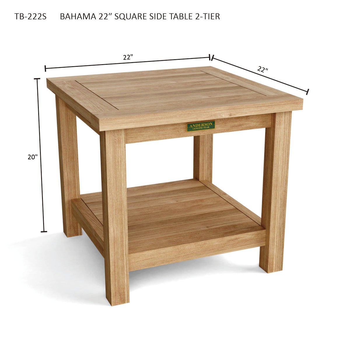 BAHAMA 22″ SQUARE SIDE TABLE 2 - TIER - Clinch River Fishing USA