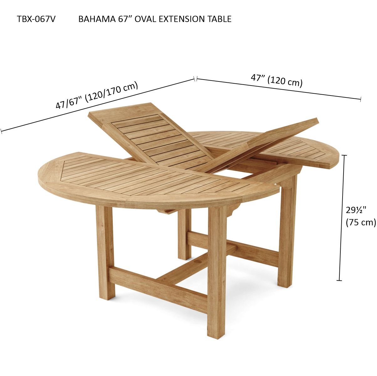 BAHAMA 67″ OVAL EXTENSION TABLE - Clinch River Fishing USA