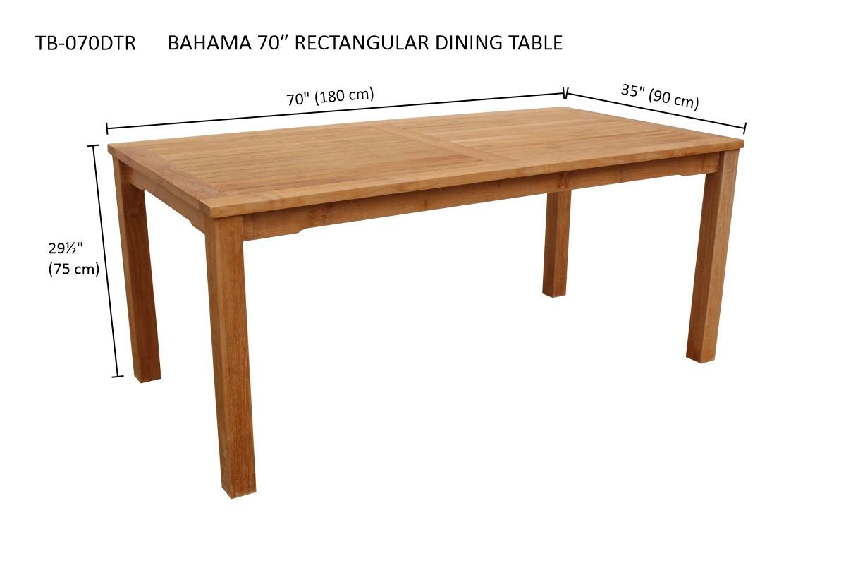 BAHAMA 70″ RECTANGULAR DINING TABLE - Clinch River Fishing USA