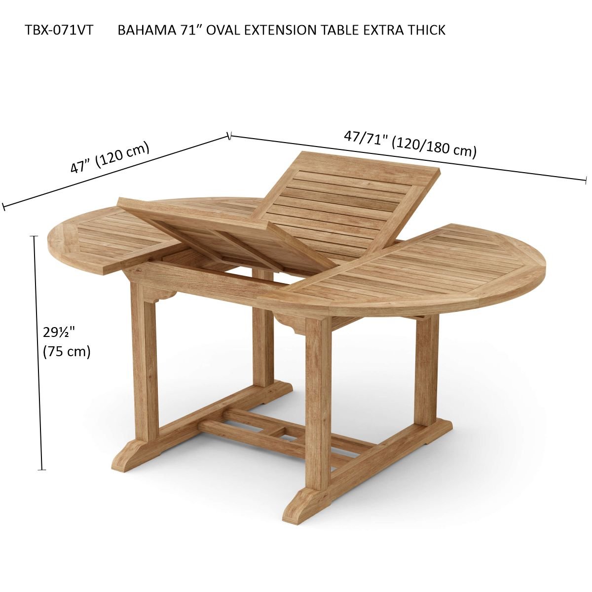 BAHAMA 71″ OVAL EXTENSION TABLE EXTRA THICK - Clinch River Fishing USA