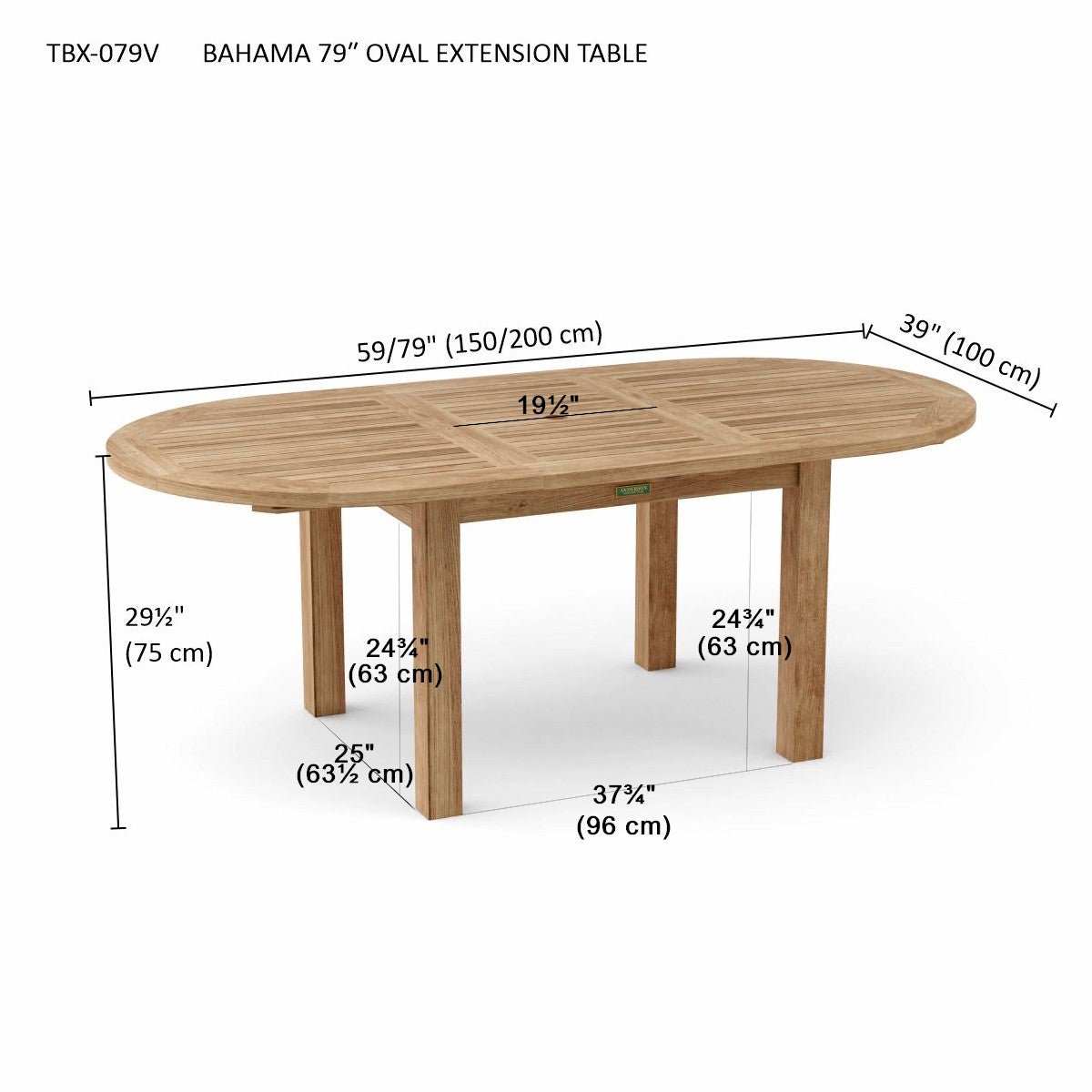 BAHAMA 79″ OVAL EXTENSION TABLE - Clinch River Fishing USA
