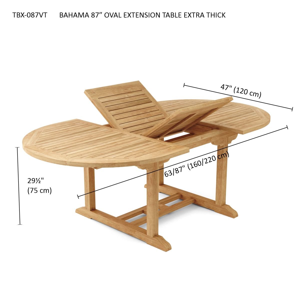 BAHAMA 87″ OVAL EXTENSION TABLE EXTRA THICK - Clinch River Fishing USA