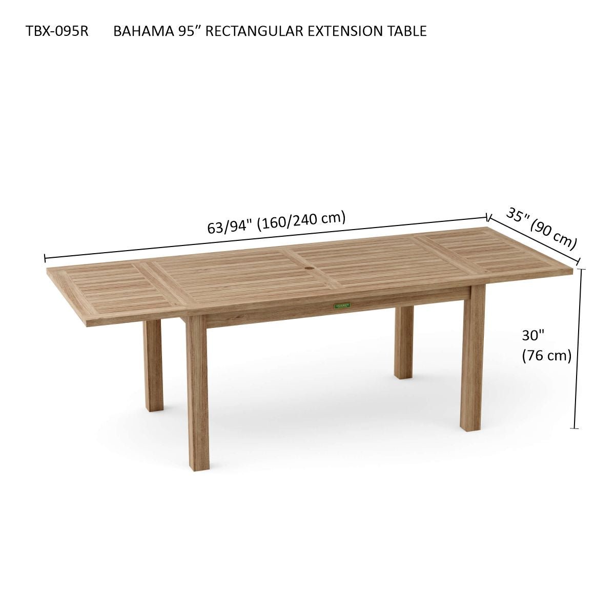 BAHAMA 95″ RECTANGULAR EXTENSION TABLE - Clinch River Fishing USA