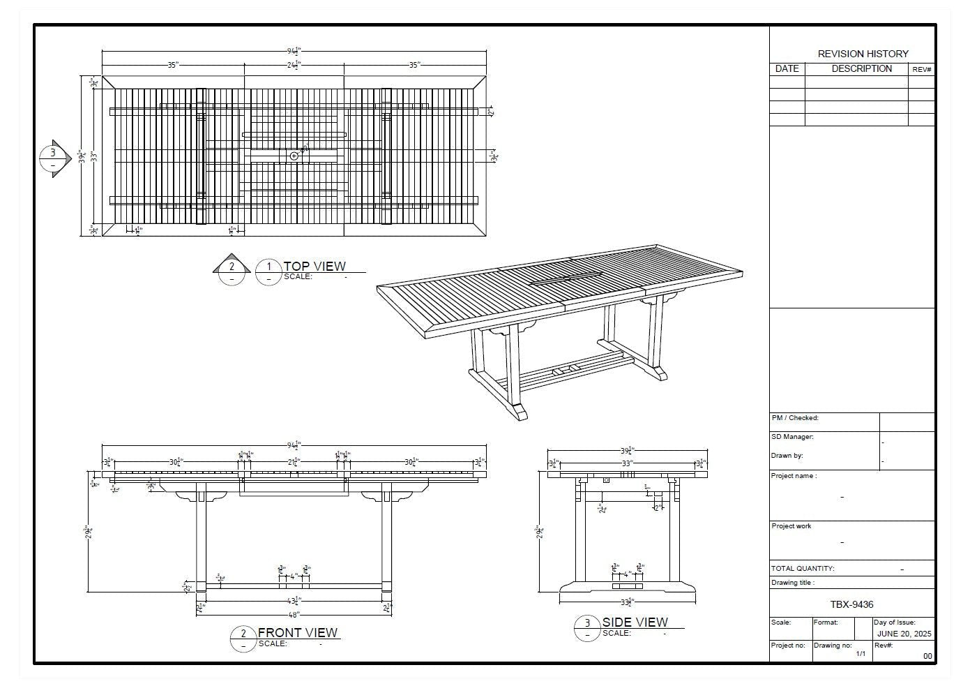 Bahama Rectangular Extension Table - Clinch River Fishing USA