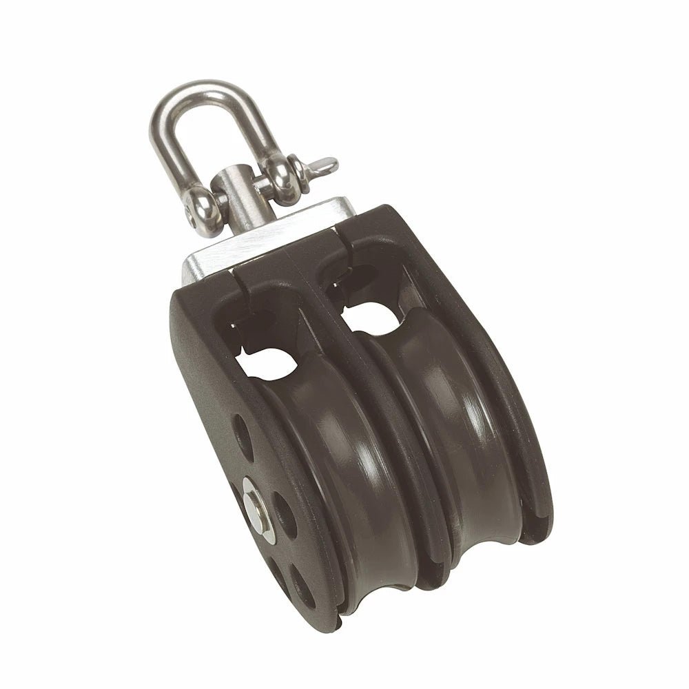 Barton Size 1 30mm Plain Bearing Pulley Block Double w/Swivel - Clinch River Fishing USA