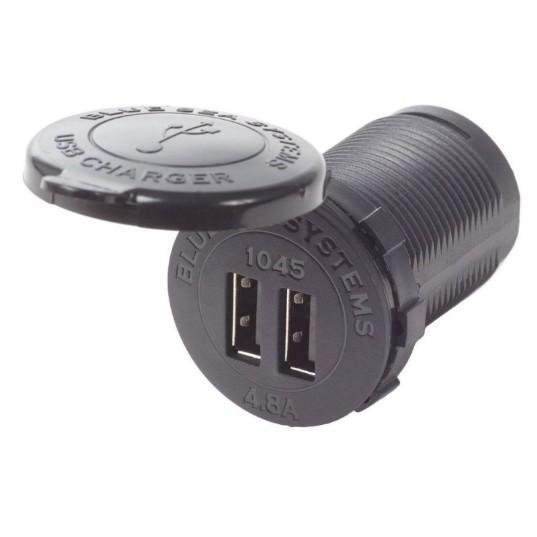 BLUE SEA 12/24VDC Socket Dual USB 4.8A | 1045-BSS - Clinch River Fishing USA
