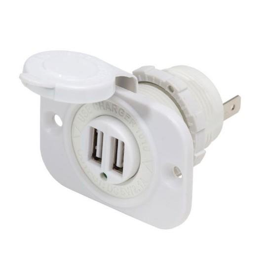 BLUE SEA 12VDC 2USB Charger 5V 2.1A Sckt Wht | 1016200-BSS - Clinch River Fishing USA