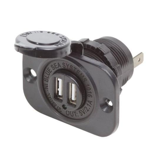 BLUE SEA 12VDC Socket Dual USB Output 5V 2.1A | 1016-BSS - Clinch River Fishing USA