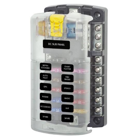 BLUE SEA Fuse Block STBlade 12circ w/gnd/cvr | 5026-BSS - Clinch River Fishing USA