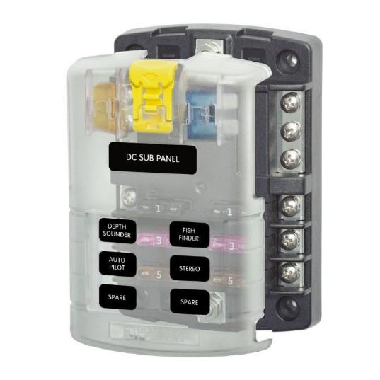 BLUE SEA Fuse Block STBlade 6circ w/gnd/cvr | 5025-BSS - Clinch River Fishing USA