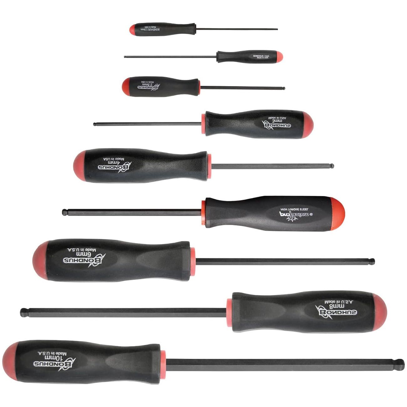 Bondhus Balldriver Metric HEX Ball End Screwdrivers 1.5mm to 10MM (9 Piece) - Clinch River Fishing USA