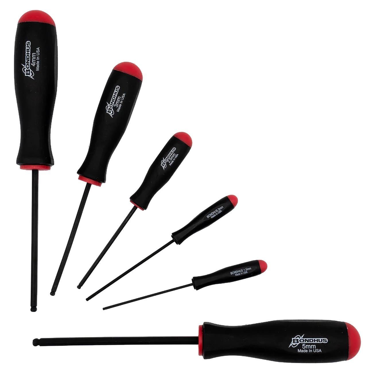 Bondhus Balldriver Metric HEX Ball End Screwdrivers 1.5mm to 5MM (6 Piece) - Clinch River Fishing USA