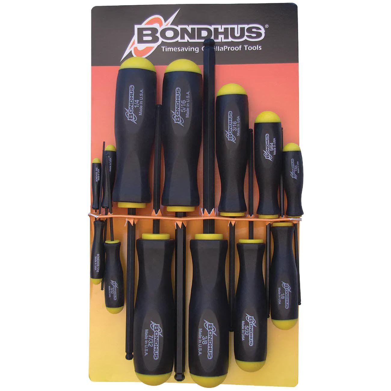 Bondhus Balldriver SAE HEX Ball End Screwdrivers .050" to 3/8" (13 Piece) - Clinch River Fishing USA