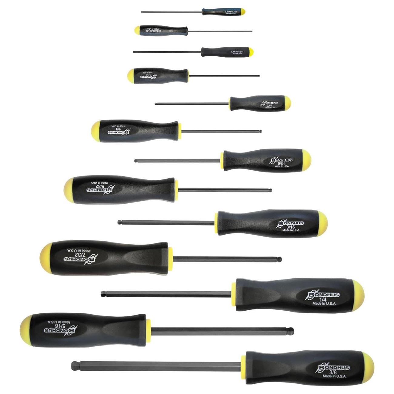 Bondhus Balldriver SAE HEX Ball End Screwdrivers .050" to 3/8" (13 Piece) - Clinch River Fishing USA