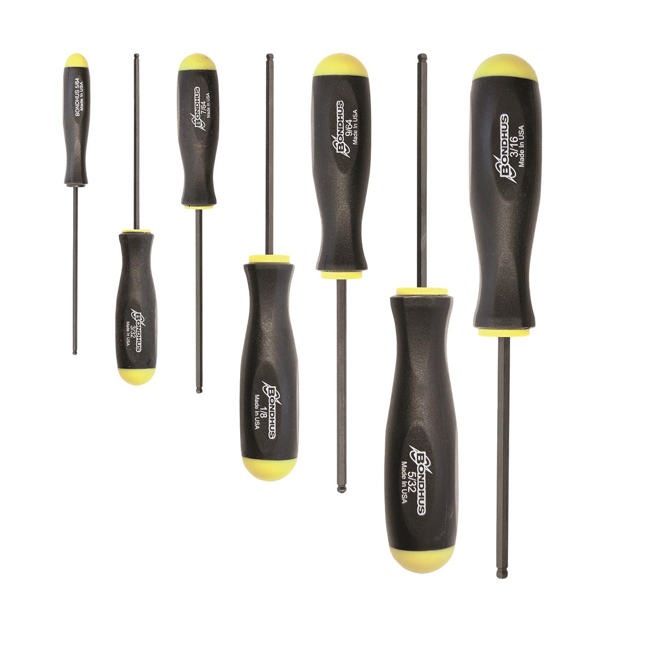 Bondhus Balldriver SAE HEX Ball End Screwdrivers 5/64" to 3/16" (7 Piece) - Clinch River Fishing USA