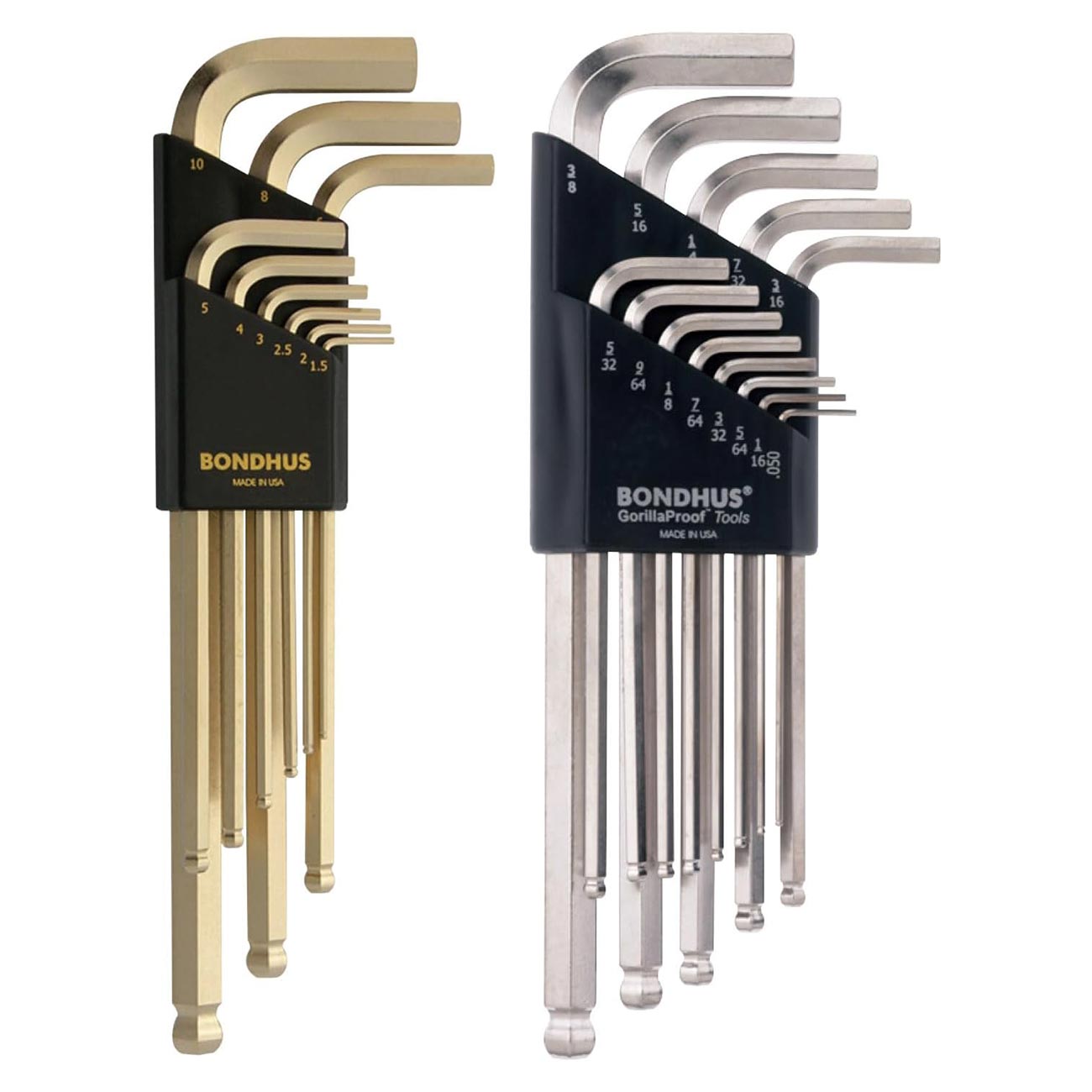 Bondhus Plated Balldriver Metric/SAE Ball End HEX L-Keys Double Set (22 Piece) - Clinch River Fishing USA