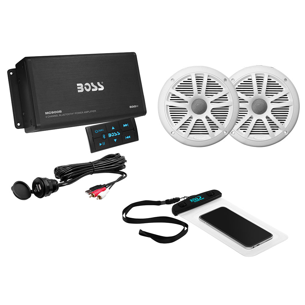 Boss Audio ASK902B.6 4 Channel Amplifier & 6.5" Speaker Kit - White - Clinch River Fishing USA