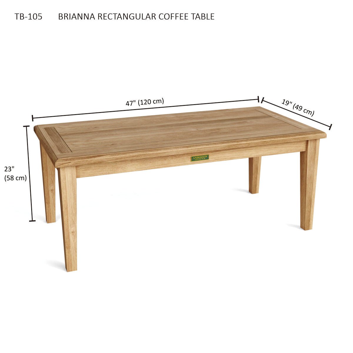 BRIANNA RECTANGULAR COFFEE TABLE - Clinch River Fishing USA