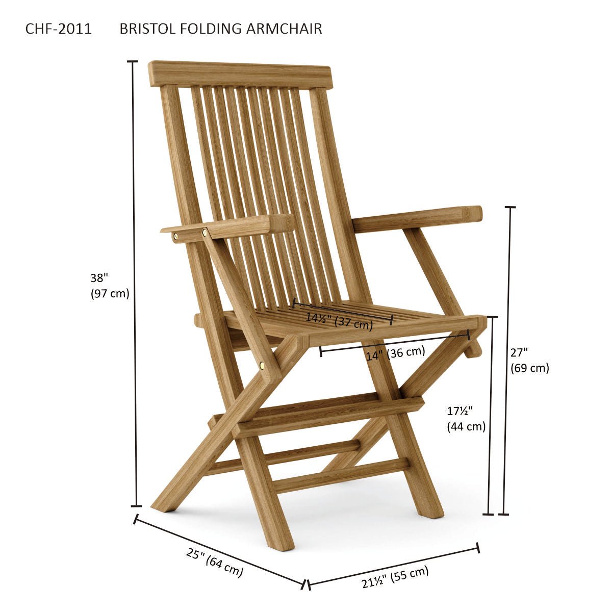 BRISTOL FOLDING ARMCHAIR (2-PC) - Clinch River Fishing USA