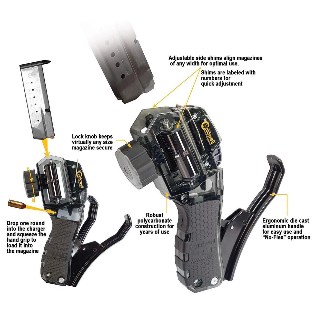 Caldwell Mag Charger Universal Pistol Loader with Adjustable Magazine Setting and Multi-Caliber Oper - Clinch River Fishing USA