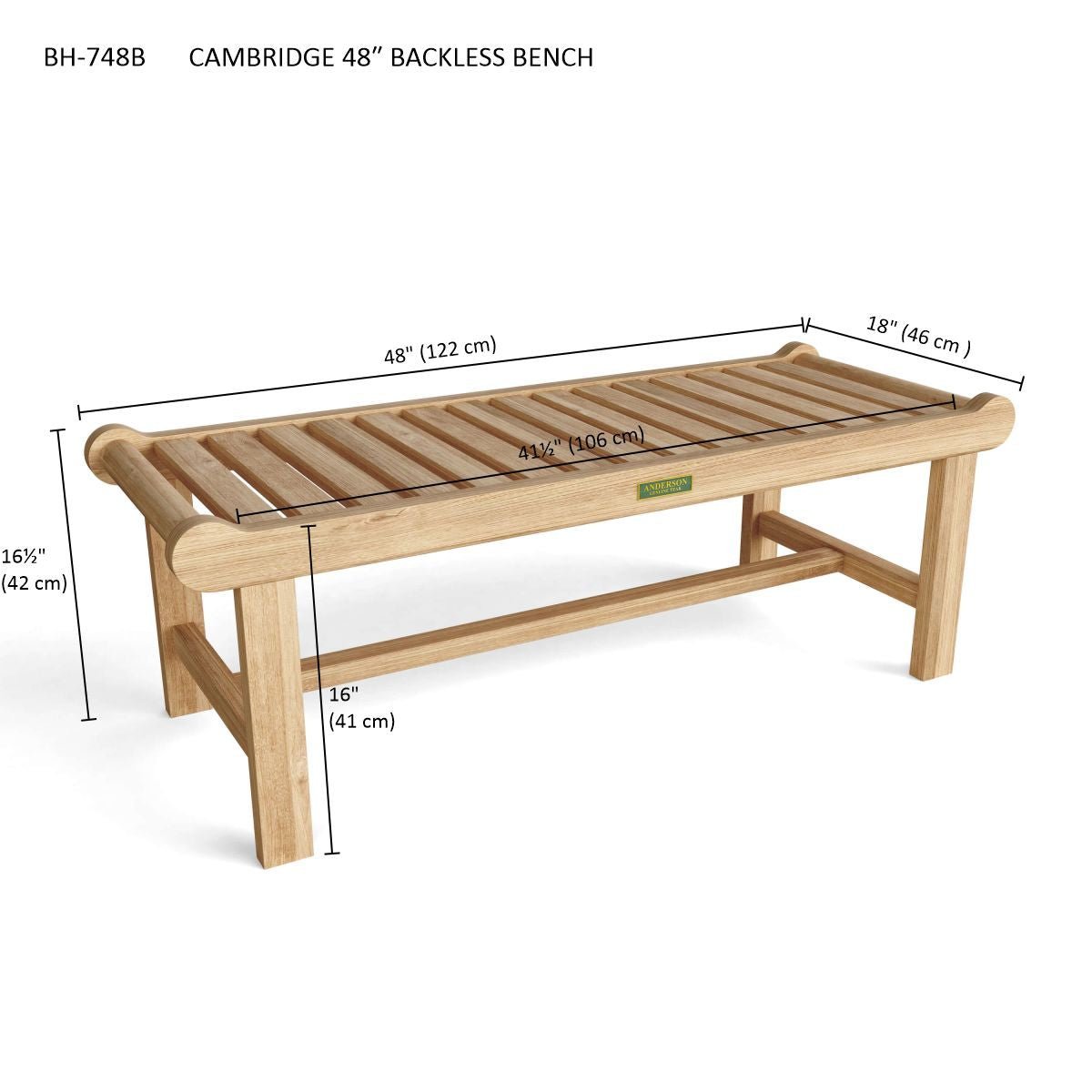 CAMBRIDGE 48″ BACKLESS BENCH - Clinch River Fishing USA