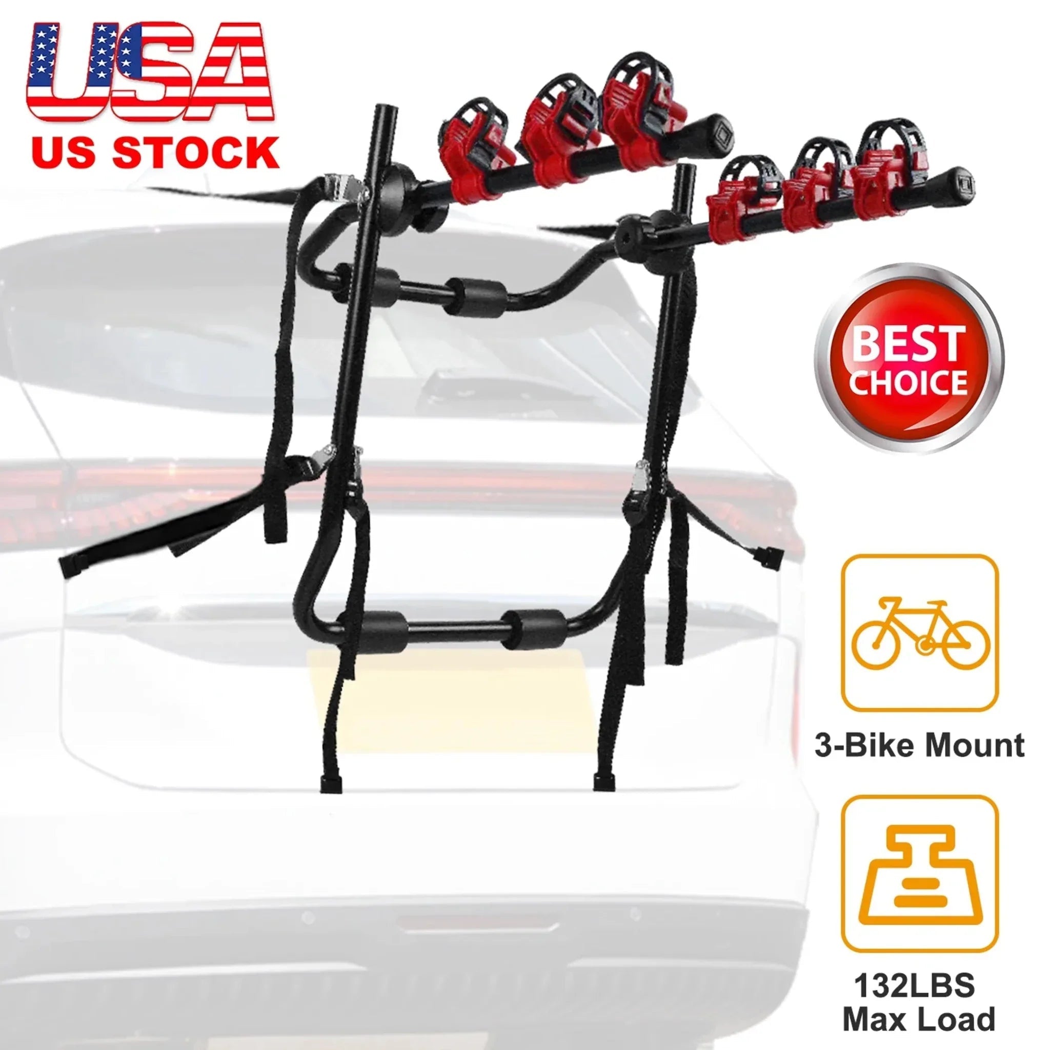 Car Bicycle Stand Rack 132LBS Load Hitch 3-Bike - Clinch River Fishing USA
