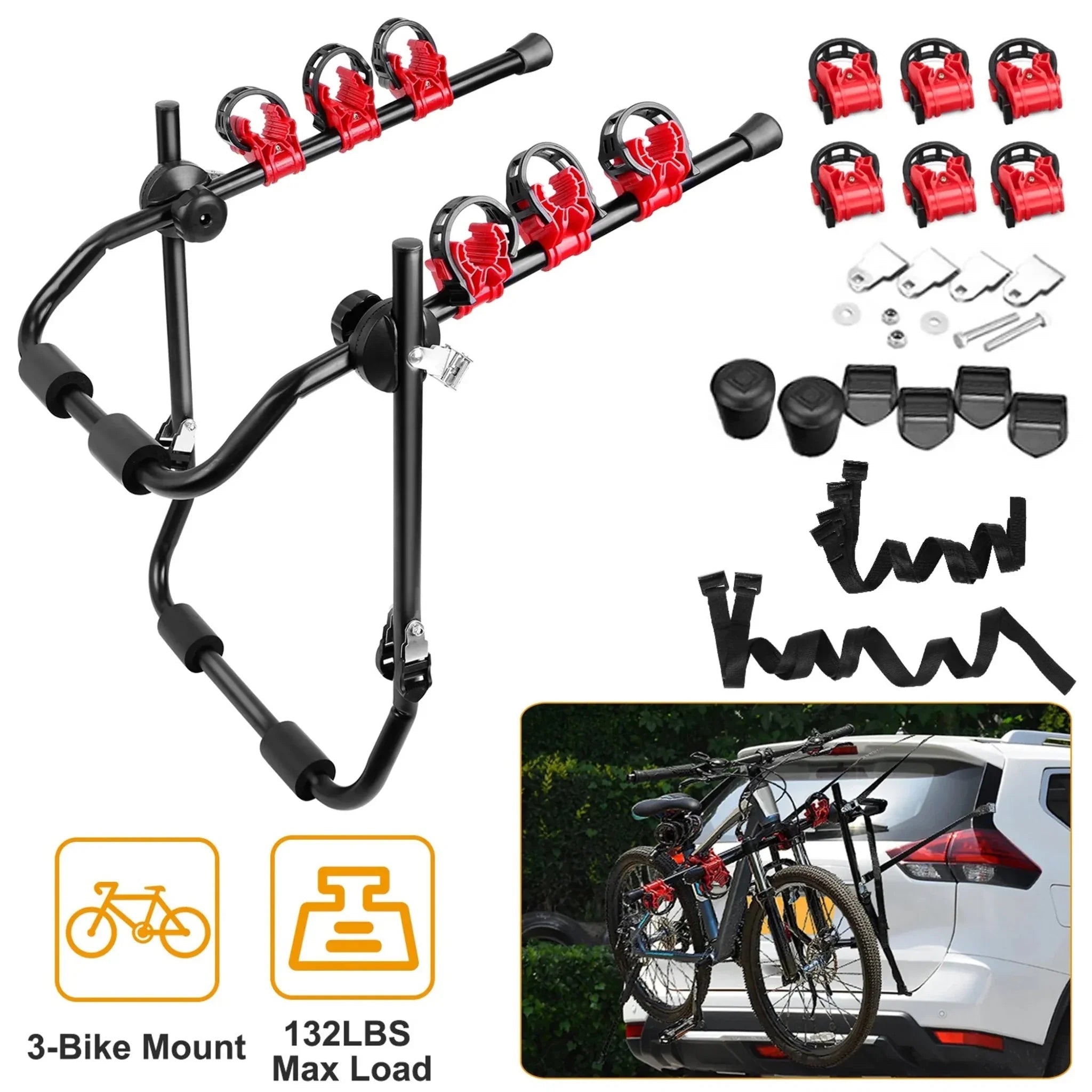 Car Bicycle Stand Rack 132LBS Load Hitch 3-Bike - Clinch River Fishing USA