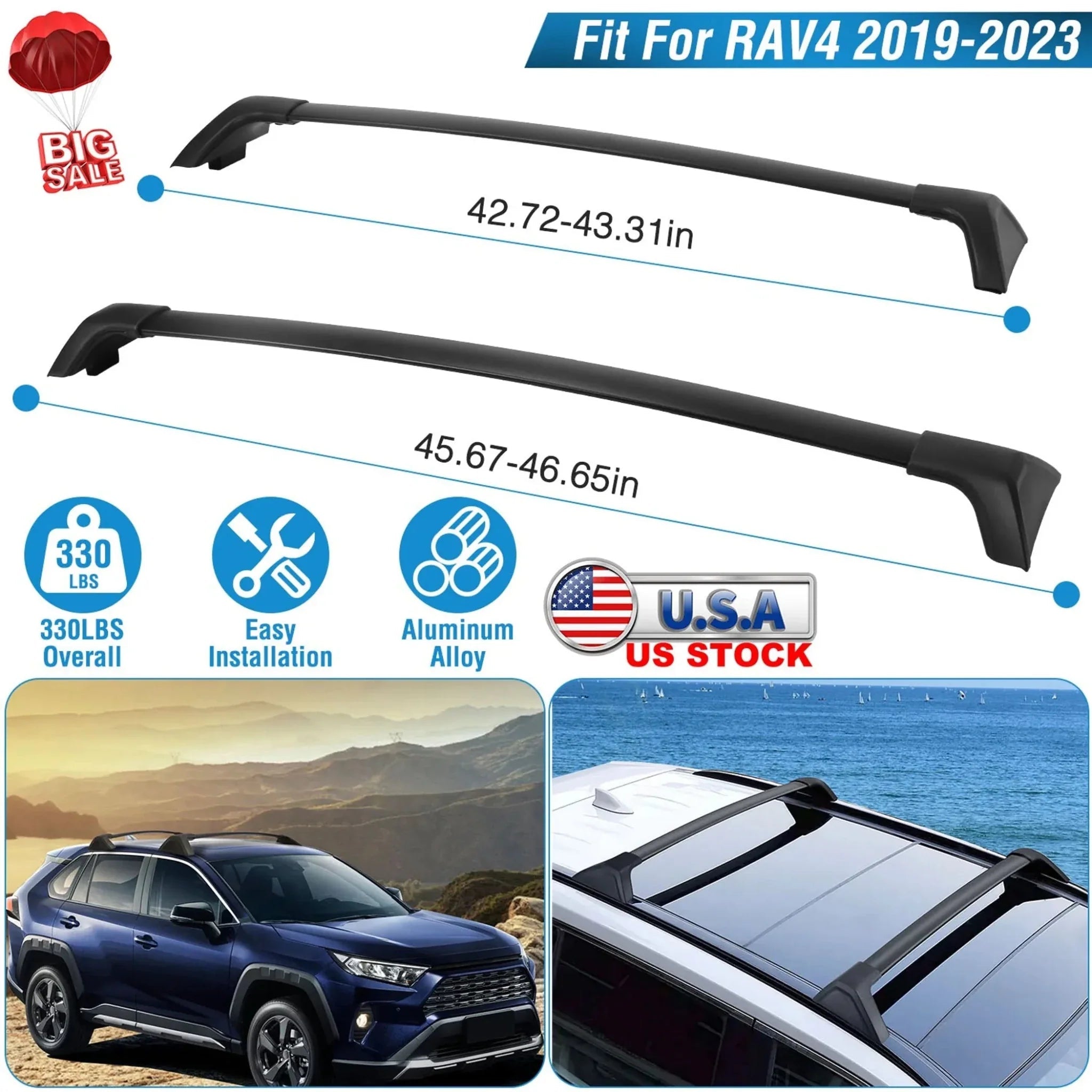 Car Roof Rack Cross Bars Aluminum Alloy - Clinch River Fishing USA