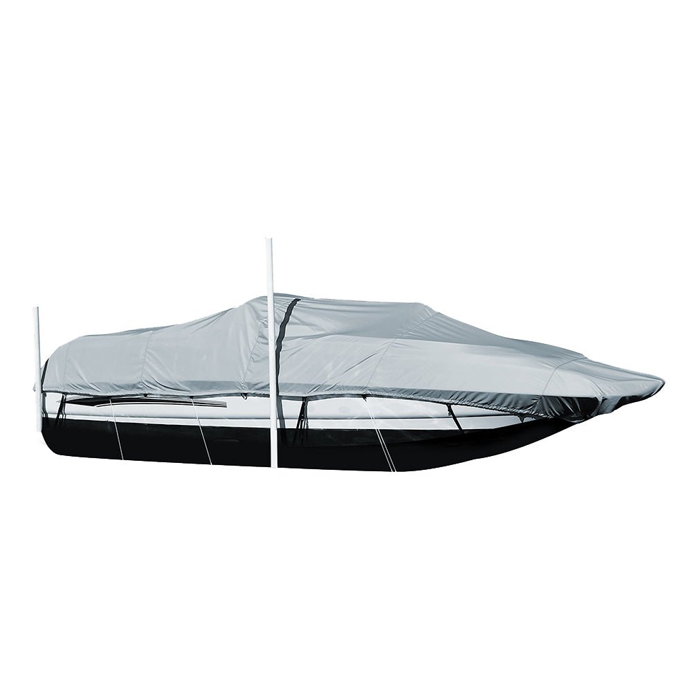 Carver Performance Poly - Guard Styled - to - Fit Boat Cover f/20.5' Sterndrive Deck Boats w/Walk - Thru Windshield - Grey - Clinch River Fishing USA