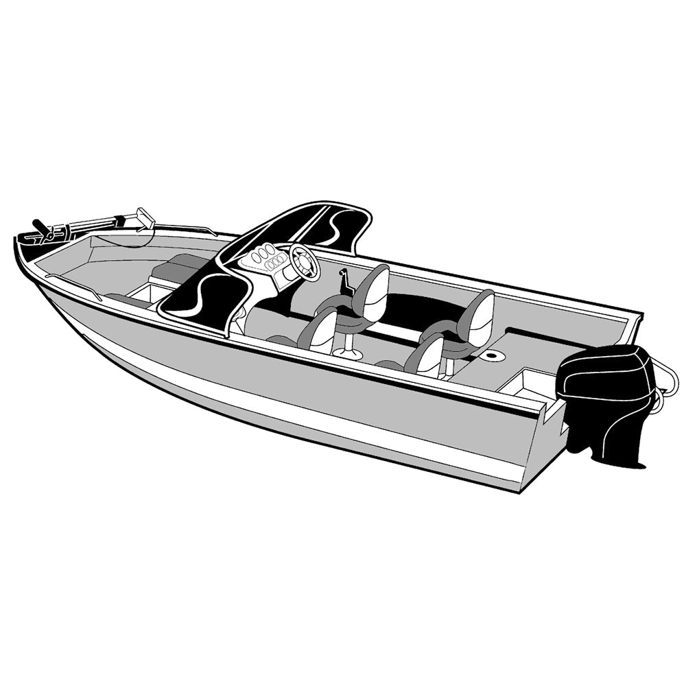 Carver Performance Poly - Guard Wide Series Styled - to - Fit Boat Cover f/18.5' Aluminum V - Hull Boats w/Walk - Thru Windshield - Grey - Clinch River Fishing USA