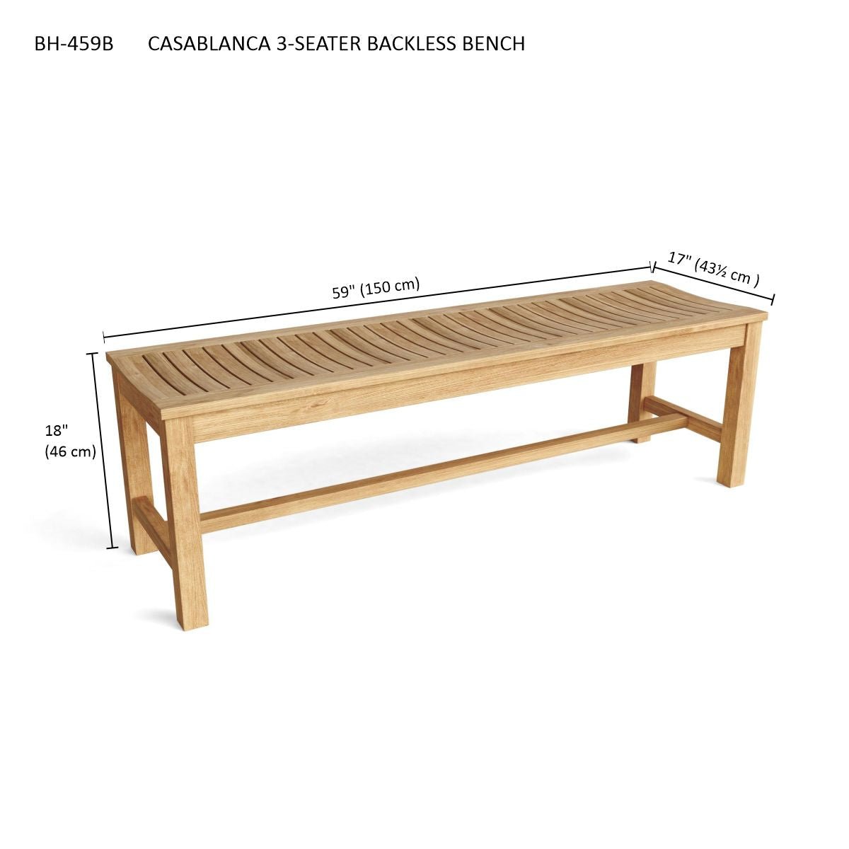 CASABLANCA 3 - SEATER BACKLESS BENCH - Clinch River Fishing USA