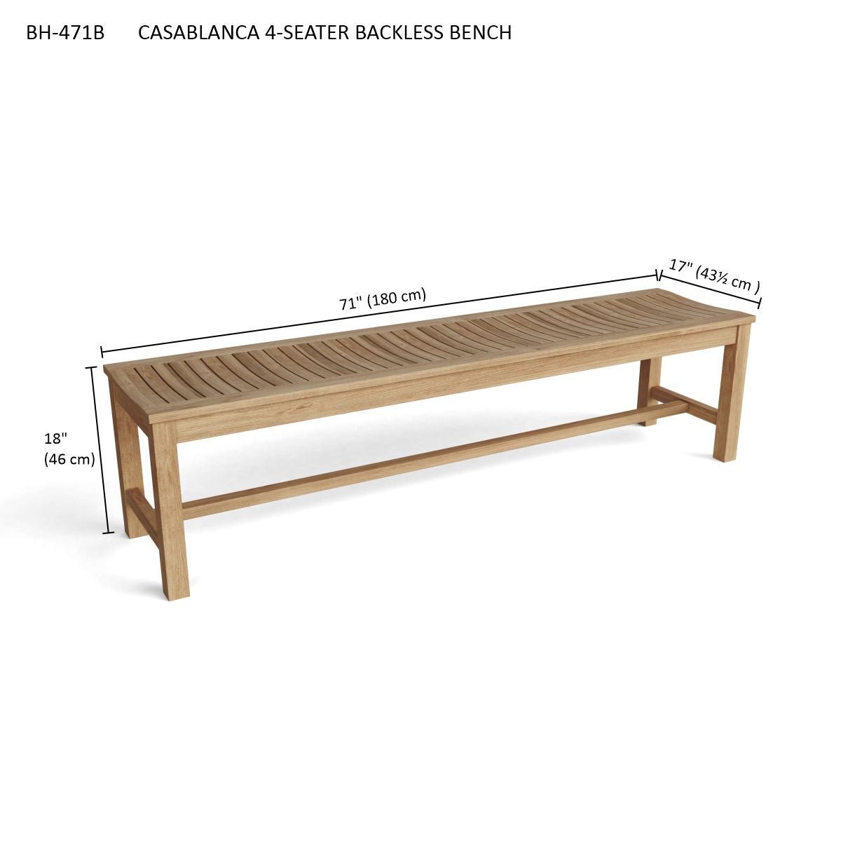 CASABLANCA 4-SEATER BACKLESS BENCH - Clinch River Fishing USA