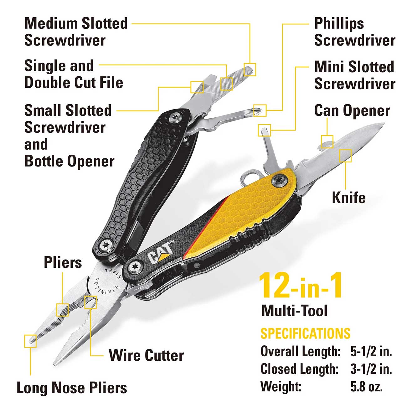 CAT 3 Piece 12-in-1 MultiTool Knife and MultiTool Key Chain Gift Box Set - Clinch River Fishing USA