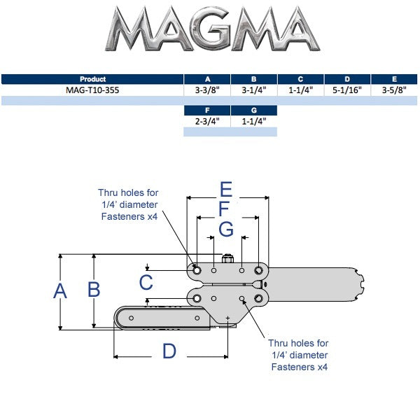 Magma Grills Levelock" Adj Rod Holder Mount