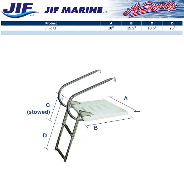 JIF Marine I-O Swim Platform W/ 2 Step Over Platform Ladder