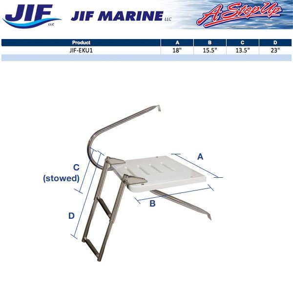 JIF Marine O-B Swim Platform W/ 2 Step Over Platform Ladder
