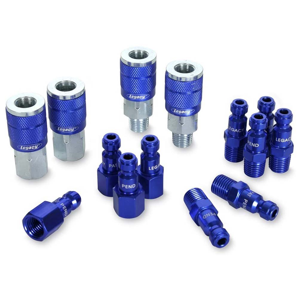ColorConnex Coupler Plug Kit Type C 1/4in NPT 1/4in Body Blue 14 Pc - Clinch River Fishing USA